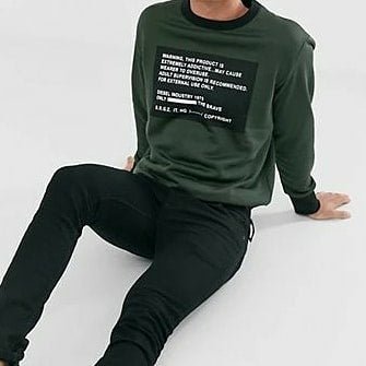 Diesel sweatshirt סווטשרט דיזל לגבר בצבע ירוק זית